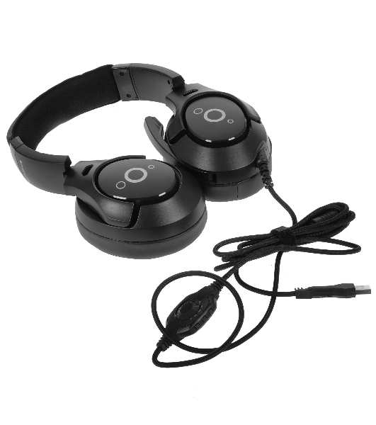 Гарнитура QUMO Olympus чёрный, проводная, USB, подсветка