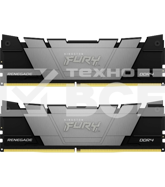 Оперативная память Kingston Fury Renegade, DDR4, 16GB (2x8GB), 3200MHz, CL16, с радиатором, серый/черный