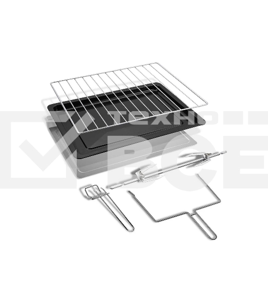 Мини-печь BQ EO1002B Steel-Black. Мощность 1600 Вт, Объем 30 л, Конвекция, 5 режимов работы, Таймер до 60 мин