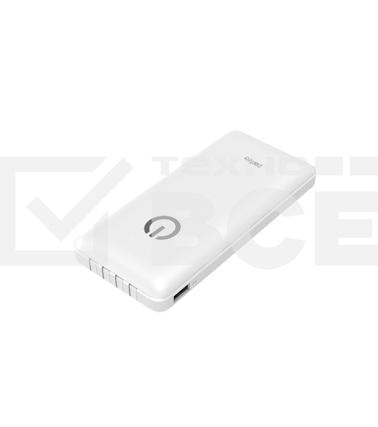 Портативный аккумулятор Powerbank Perfeo ABSOLUTE 10000mah In Micro usb,USB /Out USB,Micro usb,Type-C,Lightning, 2.1А/ белый (PF_B4879)