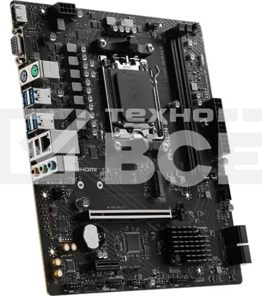 Материнская плата MSI PRO A620M-B, AM5, AMD A620, 2xDDR5, 4xSATA, 1xM.2 (PCIe 4.0 x4), 1xPCIe 4.0 x16, 1xPCIe 3.0 x1, 1xHDMI, 1xVGA, 1x2.5Gb LAN, 6xUSB-A 5Gbps, 6xUSB-A 2.0, 3x3.5 мм, 7.1, mATX