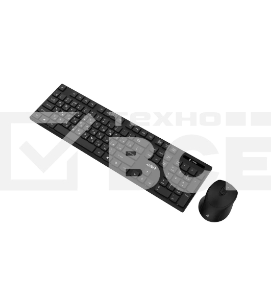 Клавиатура и мышь ABR KW814 черный, интерфейс USB, беспроводной, 2.4G, RU/EN