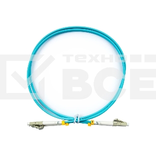 Комм. шнур оптический Cabeus Tight Buffer, Duplex LC/LC, OM3 50/125, LSZH, 25м, d= 3мм, серый хвостовик, аква