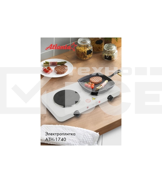 Плита настольная электрическая двухконфорочная Atlanta ATH-1740 белый