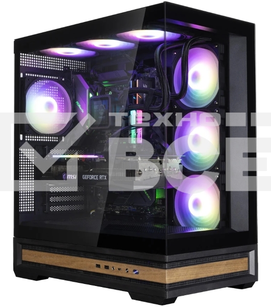 Компьютерный корпус ZALMAN P40 NAMU, ATX, черный, WINDOW, WOODEN ELEMENTS, 2xCombo(2.5” or 3.5”), 1xUSB TYPE-C, 2xUSB 3.0, SIDE 3x120мм ARGb, REAR 1x120мм ARGb