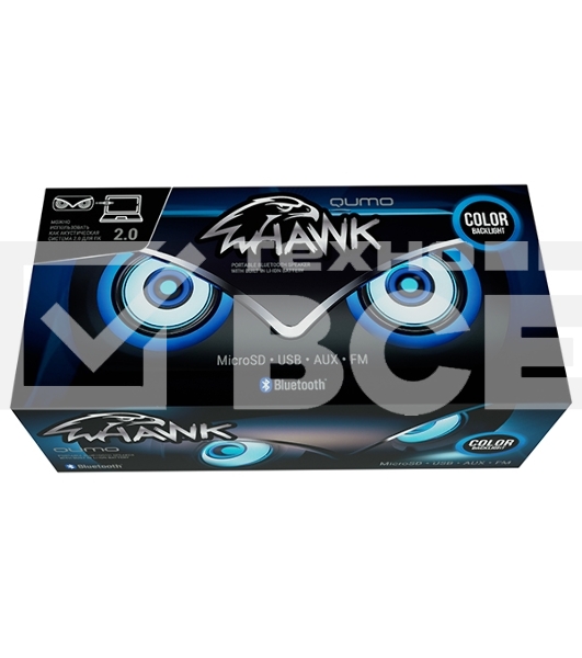 Колонка беспроводная QUMO Hawk BT5.0 10Вт FM MicroSD USB AUX подсветка 1500мА-ч
