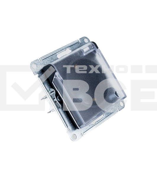 Механизм розетки 1-м СП AtlasDesign Aqua 16А IP44 с заземл. защ. шторки с прозрачной крышкой карбон SchE ATN441046