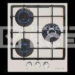 Газовая варочная панель Maunfeld EGHG.43.33CBG/G газ, ширина 45 см, 3 конфорки, WOK, чугунные решетки, газ-контроль, электроподжиг, бежевый, фото3