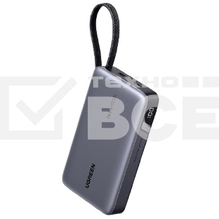 Портативный аккумулятор UGREEN PB551 55992B 145W Power Bank 0mAh USB-C&USB-A со встроенным кабелем USB-C. Цвет: серый космос