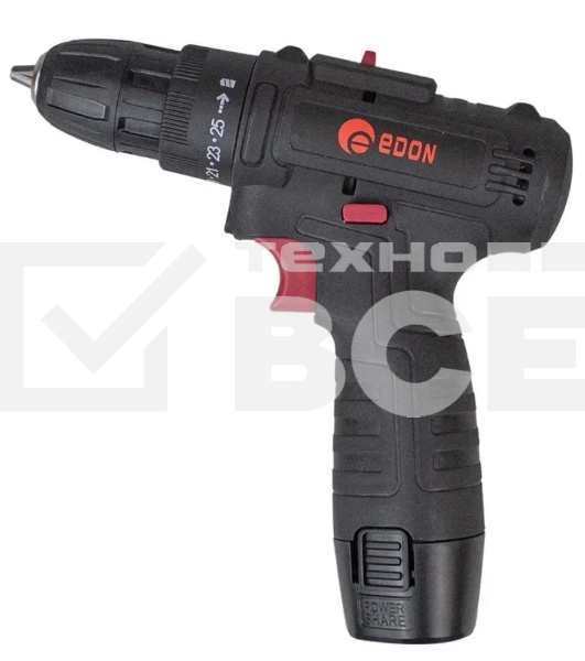 Дрель-шуруповерт Edon AD-1201, 12 В, 1,5 Ач, 30 Нм, щеточный