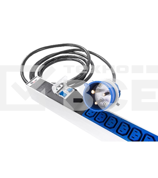 Блок силовых розеток Rem Rem-32, IEC 60320 С13 х 24, IEC 60320 С19 х 6, вход IEC 309, шнур 3 м, 1 463мм, однофазный 32А, автомат + индикатор, серый