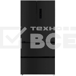 Холодильник LEX LFD575BxID черная сталь трехкамерный 364/147л морозилка снизу, No Frost, Side by Side, фото 1