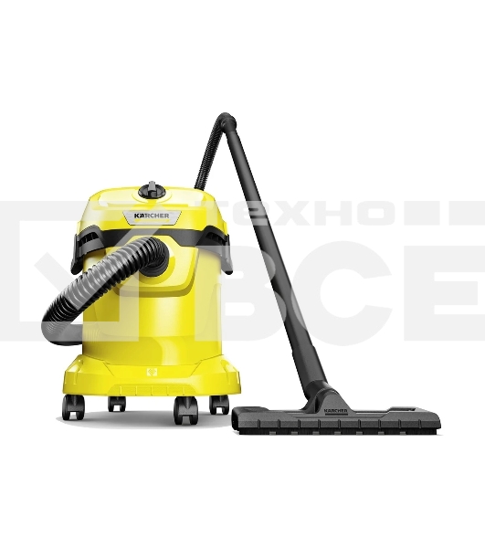 Строительный пылесос Karcher WD 2 Plus V-12/4/18 желтый, 1000 Вт, уборка сухая/сбор воды, пылесборник мешок/контейнер, 12 л