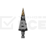 Сверло ступенчатое Denzel 4-6-8-10-12-14-16-18-20-22-24-26-28-30-32 мм, Р6М5, 6-гр. хвостовик 723606, фото7