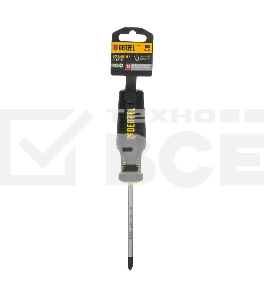 Отвертка Denzel PZ2x100 мм, S2, 3к рукоятка
