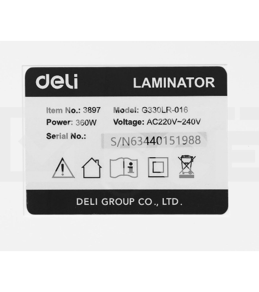 Ламинатор Deli 3897, A4 Film width: A4Laminate speed: 250мм/min  Film range: 70-125mic Thickness: about 3min