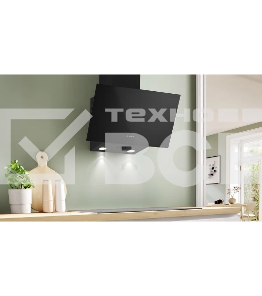 Вытяжка наклонная Bosch DWK63PJ60T 360 м3/ч, 60см, черный, Push buttons