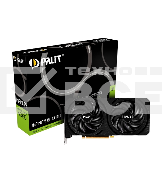 Видеокарта Palit RTX4060 INFINITY 2 NVIDIA GeForce RTX 4060 8Gb 128bit PCI-E 4.0 GDDR6 1830/17000 HDMIx1 DPx3 HDCP Ret