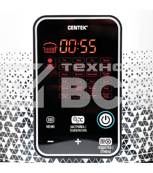 Мультиварка Centek CT-1499 (чёрный/сталь)  900Вт, 5.0л, 25 программ, мультиповар, антиприг. покрытие