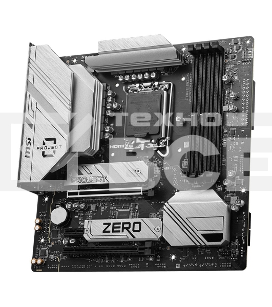 Материнская плата MSI B760M PROJECT ZERO, LGA 1700, Intel B760, 4xDDR5, 4xSATA, 2xM.2, 1xPCIe 5.0 x16, 1xPCIe 4.0 x4, 1xPCIe x1, 1xHDMI, 1xDP, 3xUSB 3.2 Gen 2, 4xUSB 2.0, 1xUSB 3.2 Gen 2x2, 1x 2.5Gb LAN, 5x3.5 мм, 7.1, mATX