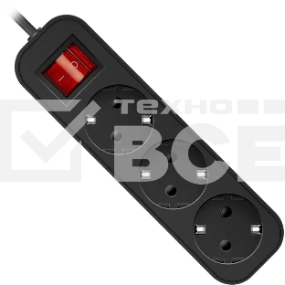 Удлинитель Defender G318 черный, 1.8 м, EURO, 3 розетки, 2200 Вт
