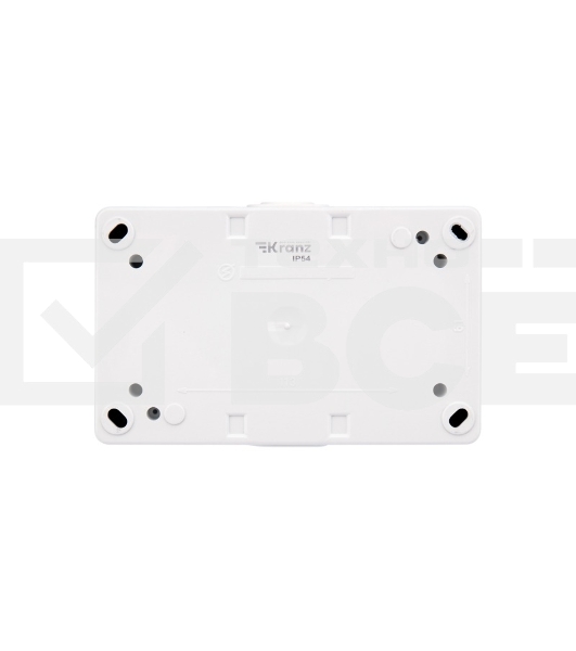 Блок горизонтальный 2 розетки (керамика) INDUSTRIAL IP54 с заземлением, о/у, белый KRANZ