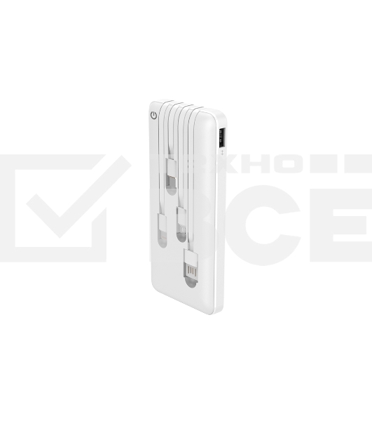 Портативный аккумулятор Powerbank Perfeo ABSOLUTE 10000mah In Micro usb,USB /Out USB,Micro usb,Type-C,Lightning, 2.1А/ белый (PF_B4879)