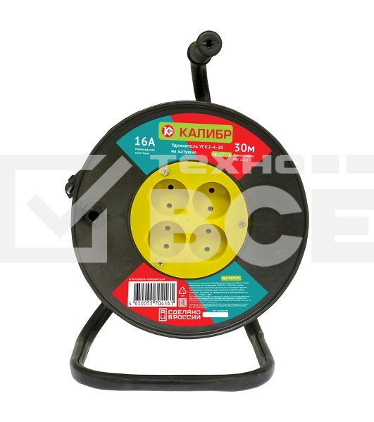 Удлинитель на катушке КАЛИБР УСК2-4-30 (2х2,5)