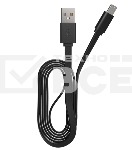 Кабель Maxvi MC-01F black USB-A - microUSB, 2A Плоский кабель, ток макс. нагрузки 2А, макс. напряжение 5V; стандарт USB 2.0; длина 1м, материал PVC, черный