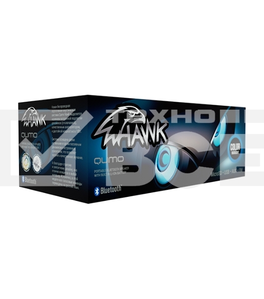 Колонка беспроводная QUMO Hawk BT5.0 10Вт FM MicroSD USB AUX подсветка 1500мА-ч