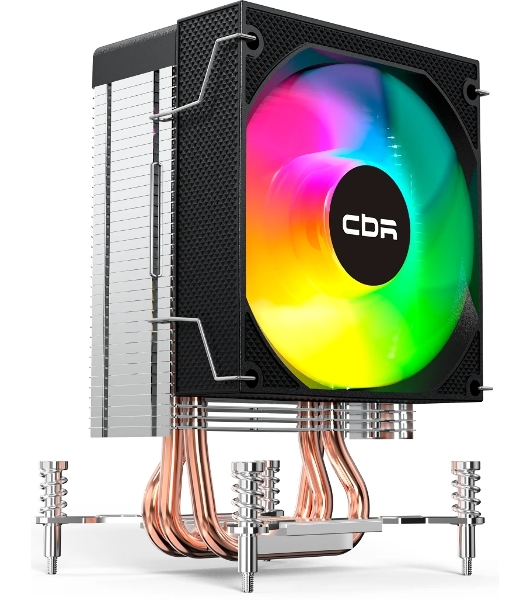 Кулер для процессора CBR CBR-CC-3160-RGB-PWM Al+Cu, 3 heat pipes, Socket 775/1366/1155/1156/1150/1151/1200/1700/AM2/АМ2+/АМ3/AM3+/FM1/FM2/AM4/AM5, TDP 160W, 90mm Fan, 2600RPM, HB, RGB, PWM, 32db