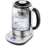 Чайник электрический Kitfort KT-6116 1.7 л, 2200 Вт, нержавеющая сталь/черный (корпус: стекло), фото 1