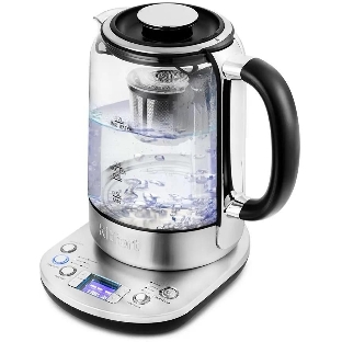 Чайник электрический Kitfort KT-6116 1.7 л, 2200 Вт, нержавеющая сталь/черный (корпус: стекло)