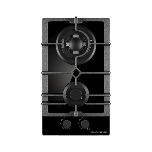 Варочная поверхность Kuppersberg FG 31 B, газ, High-Tech, 30 см, 2 конфорки, автоматический электроподжиг, газ-контроль, форсунки под сжиженый газ, SABAF конфорки, WOK конфорка, чугунные решетки, цвет черный, цвет фурнитуры черный