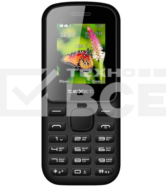 Мобильный телефон Texet TM-130 черный-красный