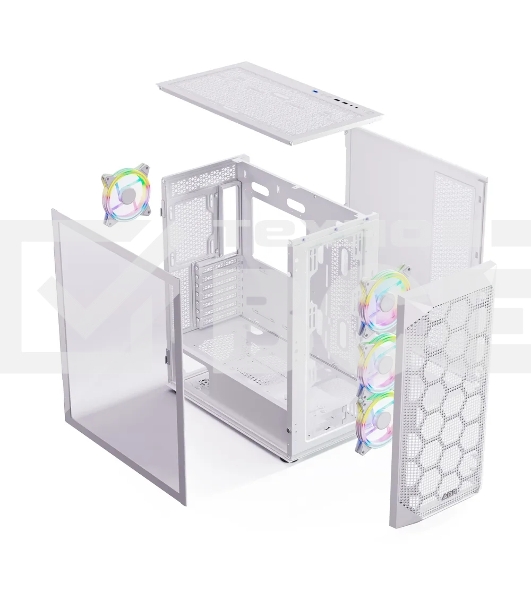 Компьютерный корпус ABR Quantum White  (1*USB Type-C, 2*USB 2.0, HD Audio, 4xRGB Fan, ATX, E-ATX)