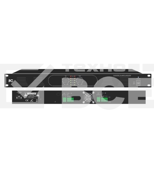 Усилитель [T-2120DSA] ITC, Two Channel Class-D Amp, 2х120W, 100V/4Ohm,1U height, with volume control in front panel,without 24VDC