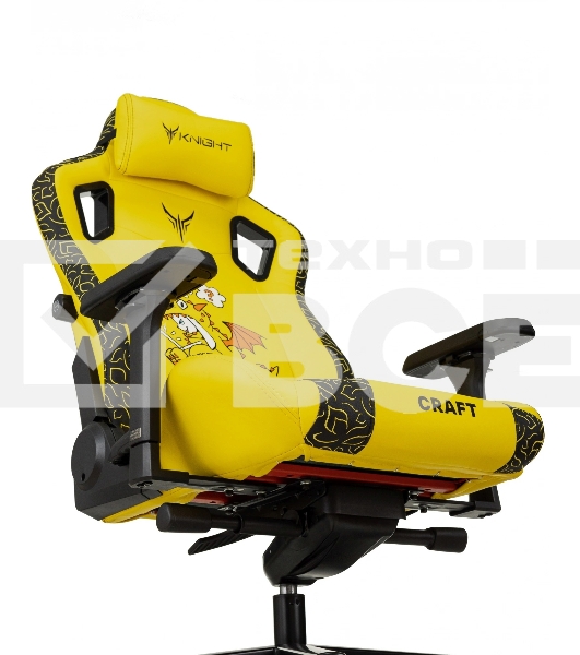 Кресло Knight Craft Dragon желтый, экокожа, 120 кг, механизм качания