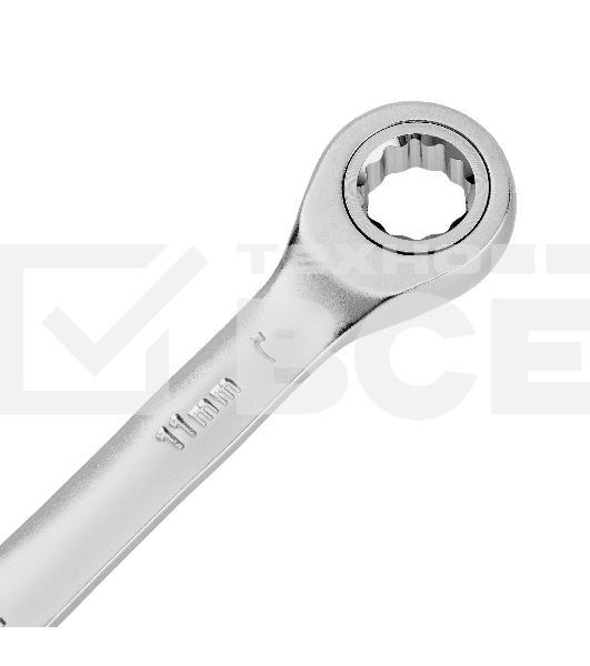 Ключ комбинированный трещоточный Denzel 14705 11 мм, CrV, матовый хром