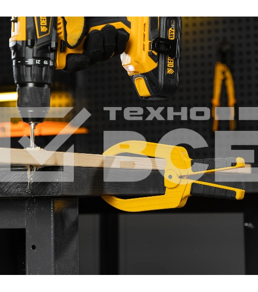 Струбцина Denzel клещеобразная, удлиненная 75 х 110 мм двухкомпонентные рукоятки