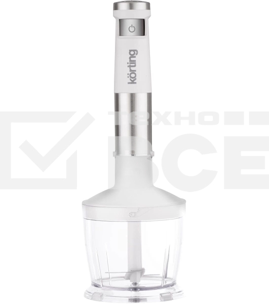 Погружной блендер KORTING KHB 0313 W, беспроводной, мощность 150 Вт, кнопочное управление, 3 насадки (блендер, измельчитель, миксер), 5 скоростей, объем чаши 500 мл, защита двигателя от перегрева/перегрузки, цвет белый