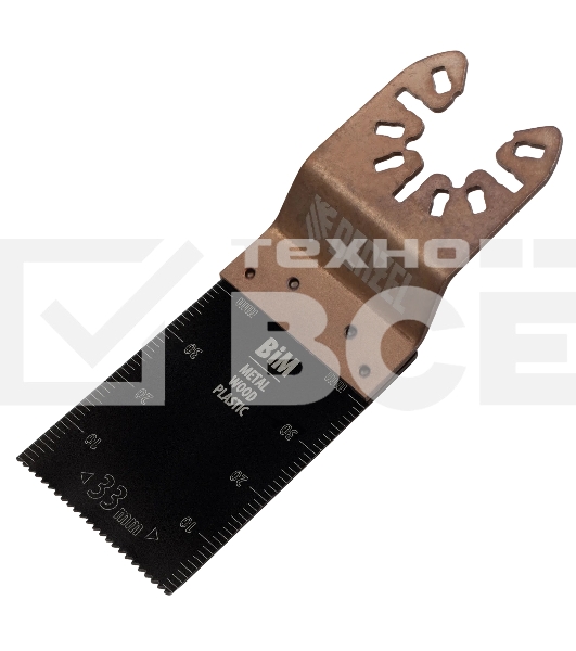 Насадка для МФИ Denzel режущая пазовая прямая, BiM, по металлу и дереву, 33 x 1,4 мм, мелкий зуб