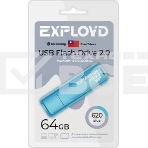 Флешка USB Exployd 620 Blue (EX-64Gb-620-Blue), 64Gb, USB 2.0, R/W 15/8, синий, фото 1