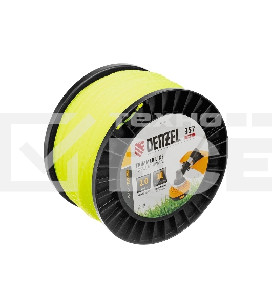 Леска для триммера Denzel витой квадрат, 2,0мм х 357м, на DIN катушке FLEX CORD