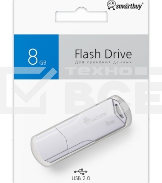 Флешка USB SmartBuy CLUE white (SB8GbCLU-W), 8Gb, USB 2.0, R/W 30/15, белый