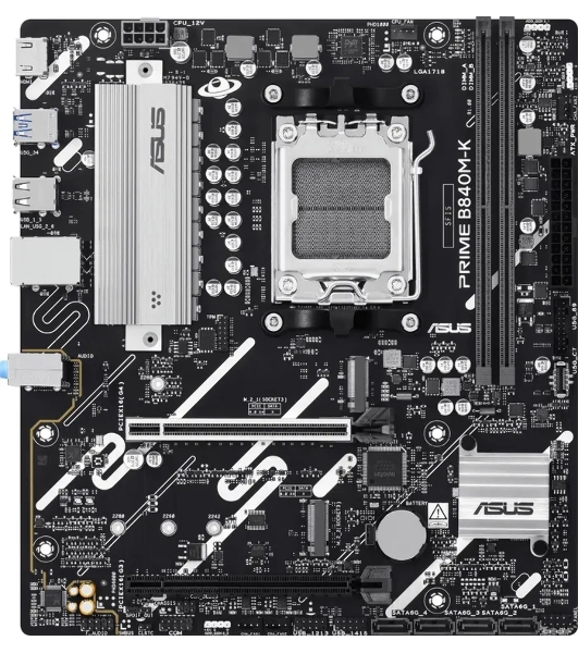 Материнская плата Asus PRIME B840M-K Socket AM5 AMD B840 2xDDR5 mATX AC`97 8ch(7.1) 2.5Gg RAID+HDMI