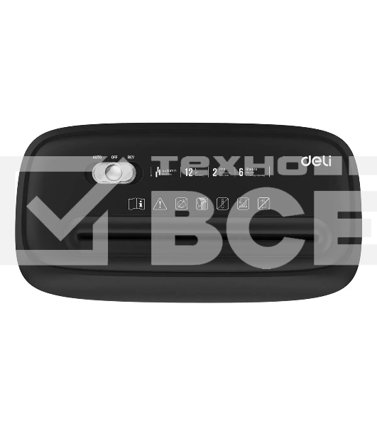 Шредер Deli E9945 черный (секр.P-4) фрагменты 6лист. 12лтр. скобы пл.карты