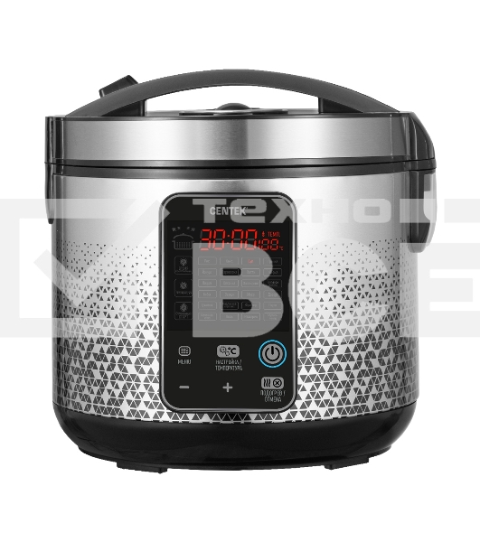 Мультиварка Centek CT-1499 (чёрный/сталь)  900Вт, 5.0л, 25 программ, мультиповар, антиприг. покрытие