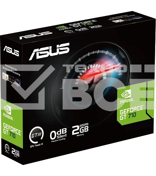 Видеокарта Asus PCI-E GT710-SL-2GD5-BRK-EVO NVIDIA GeForce GT 710 2Gb 64bit GDDR5 954/5012 DVIx1 HDMIx1 CRTx1 HDCP Ret low profile