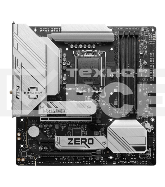 Материнская плата MSI B760M PROJECT ZERO, LGA 1700, Intel B760, 4xDDR5, 4xSATA, 2xM.2, 1xPCIe 5.0 x16, 1xPCIe 4.0 x4, 1xPCIe x1, 1xHDMI, 1xDP, 3xUSB 3.2 Gen 2, 4xUSB 2.0, 1xUSB 3.2 Gen 2x2, 1x 2.5Gb LAN, 5x3.5 мм, 7.1, mATX